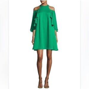 Nwt Halston heritage Sz 4 viridian green swing dress flutter sleeve lined $275